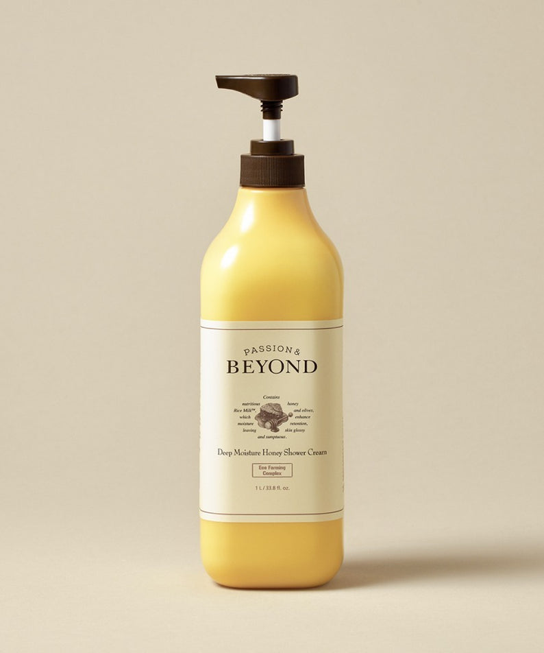 PASSON & BEYOND Deep Moisture Honey Shower 1L de la marque PASSON & BEYOND, bouteille crème miel sur fond clair