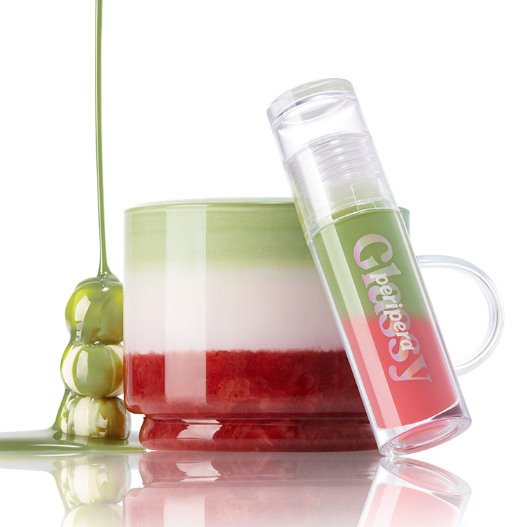 PERIPERA Ink Glazing Lip Gloss de la marque PERIPERA, flacon transparent vert et rouge sur fond blanc, visuel produit