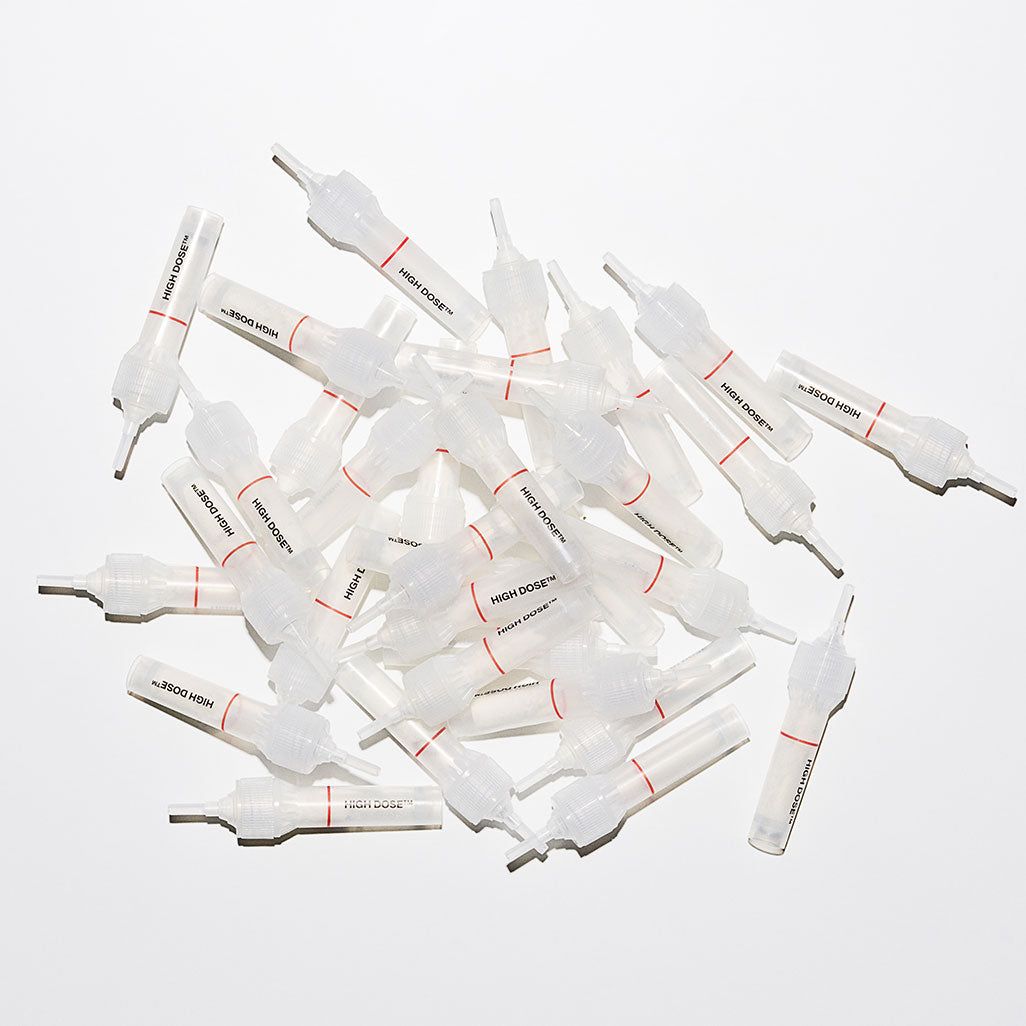 PURCELL PixelBiome™ Booster Shot Powder 5ea, flacons blancs en pack sur fond clair, marque PURCELL, visuel produit