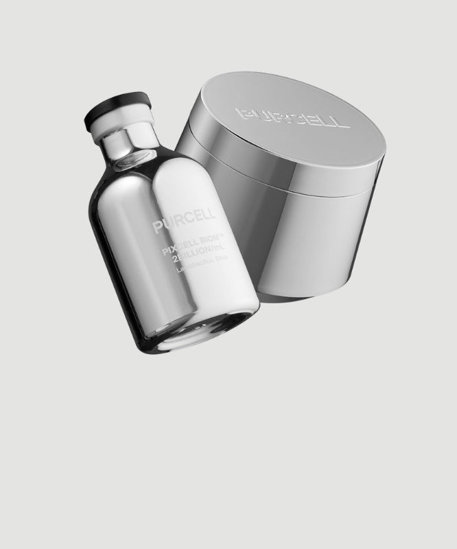 PURCELL PixelBiome™ Set (30mL of concentrate + 50mL of cream) de PURCELL, flacon et crème sur fond clair (photo produit)