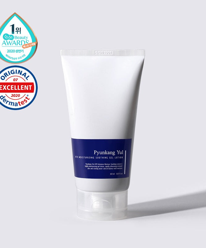 PYUNGKANG YUL Ato Moisture-Enhancing Soothing Gel Lotion 150ml, gel-crème apaisante, produit de la marque, tube sur fond clair