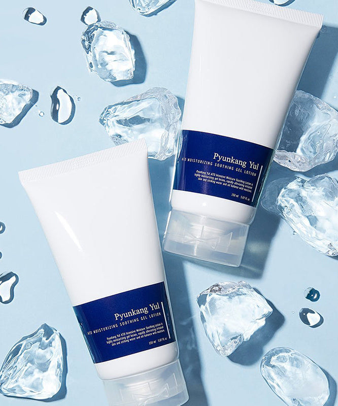 PYUNGKANG YUL Ato Moisture-Enhancing Soothing Gel Lotion 150ml de Pyungkang Yul, en flacons sur fond glace