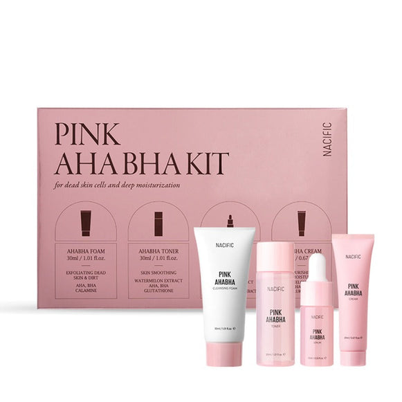 NACIFIC Pink AHA BHA Kit (Cleansing Foam+Serum+Toner+Cream) en stock sur Ma Petite Corée