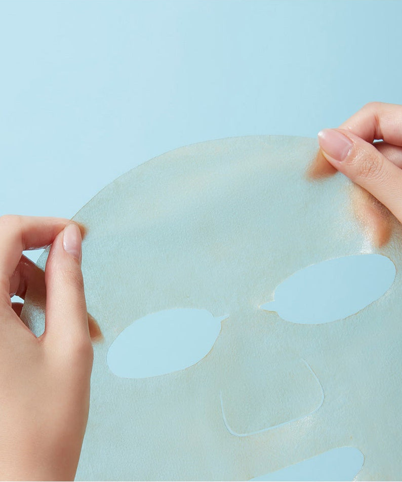 Masque en feuille REAL BARRIER Cica Relief Rx Fade-In Serum Mask 10 Sheets pour soin hydratant cutané dévoilé.