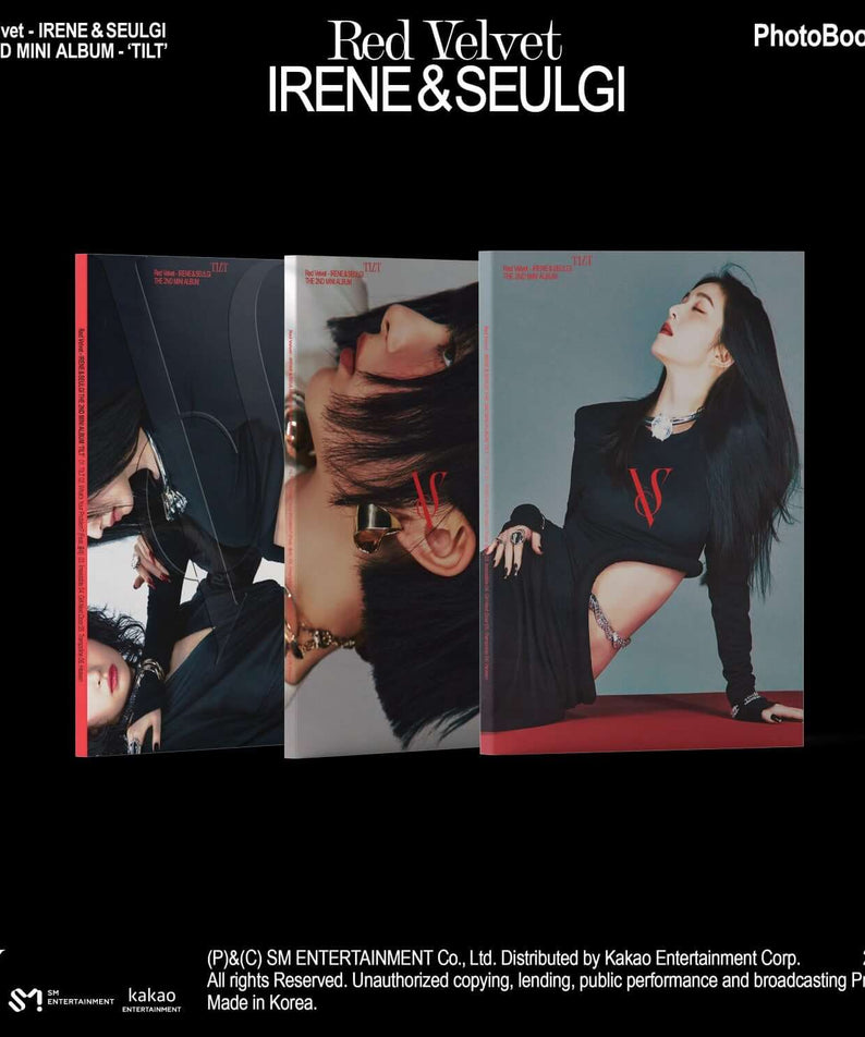 RED VELVET - 2nd Album [TILT] (Photo Book Ver.) (Random 1 of 3) - Album Kpop, photo livre, couverture noire & rouge, style IRÉNE & SEULGI