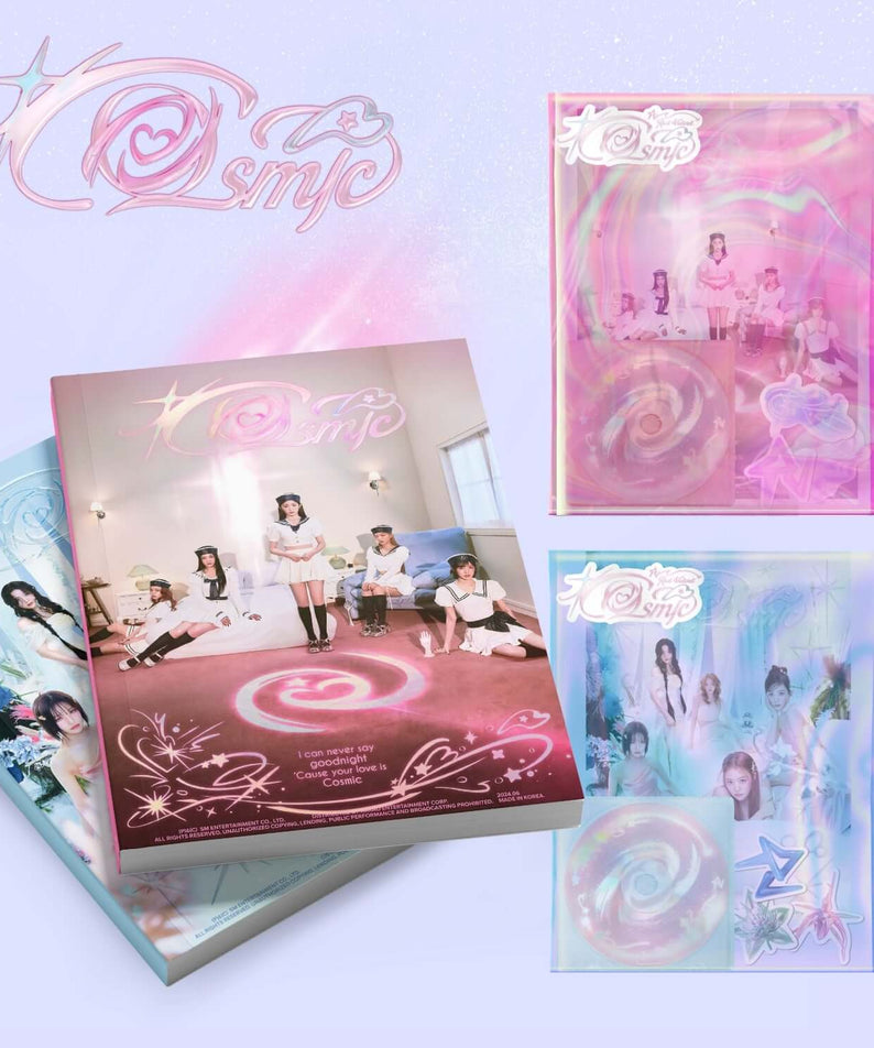 RED VELVET - [Cosmic] (Photo Book Ver.)(Random) - Album Kpop, photo book et pochettes pastel violettes, visuel cosmique.