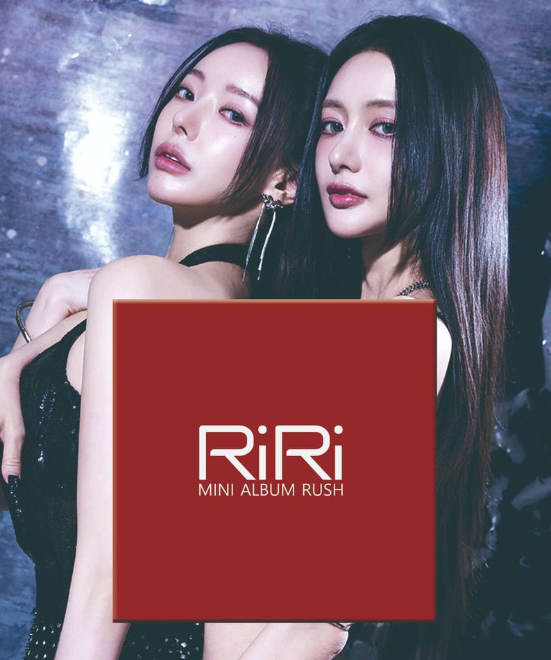 RIRI - Mini Album [RUSH] - Album Kpop : photo promo, visuel RIRI avec pochette rouge, deux membres, ambiance nocturne.