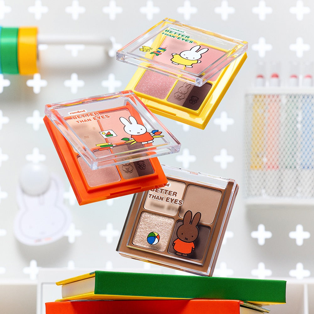 ROMAND  Better Than Eyes Special Set de la marque, coffrets maquillage yeux sur fond blanc motifs lapin.