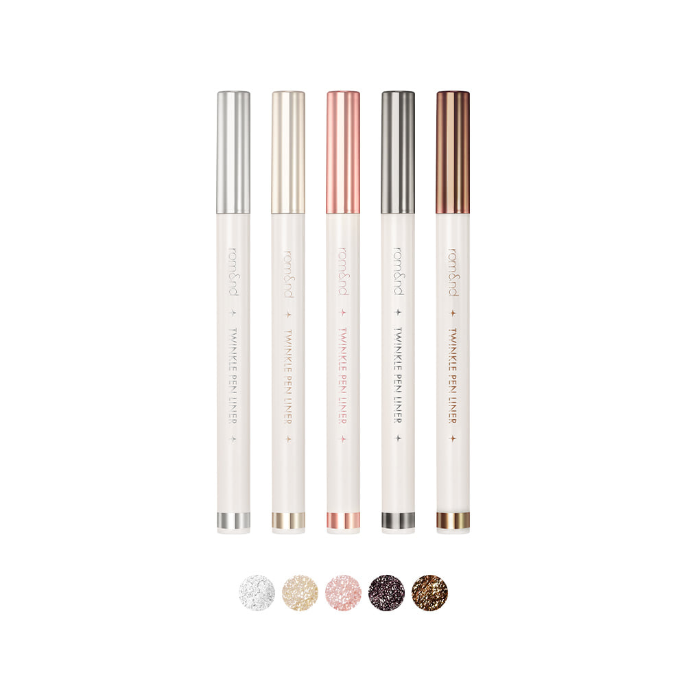 ROMAND  Twinkle Pen Liner de la marque ROMAND, stylos-liners scintillants en photo sur fond blanc.