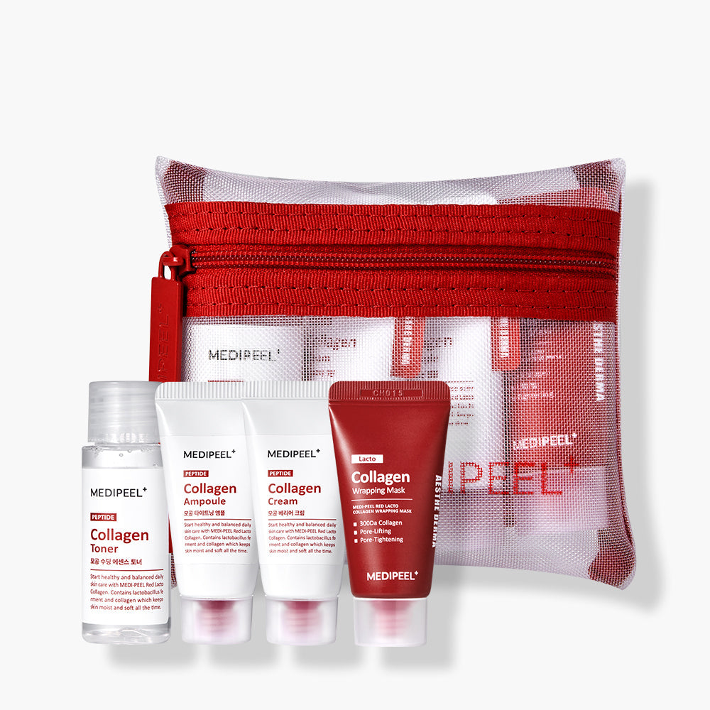 MEDIPEEL Red Lacto Collagen Skincare Trial Kit (Toner+Ampoul+Cream+Mask) en stock sur Ma Petite Corée