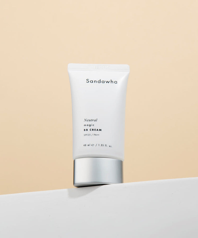 SANDAWHA Neutral Magic BB Cream SPF25 PA++ 40ml, tube crème nude sur fond clair beige, produit marque Sandawha