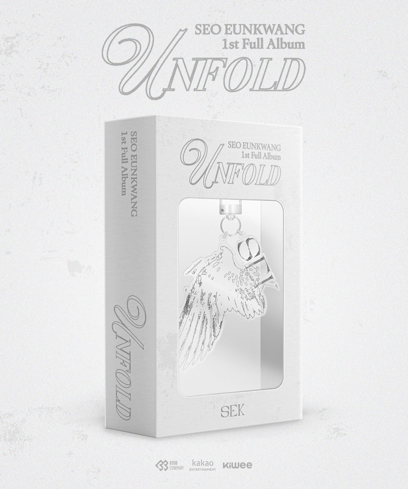 SEO EUNKWANG (BTOB) - 1st FULL ALBUM [UNFOLD] (KIWEE) (Keyring Ver.) - album Kpop, packaging blanc UNFOLD avec pendentif.