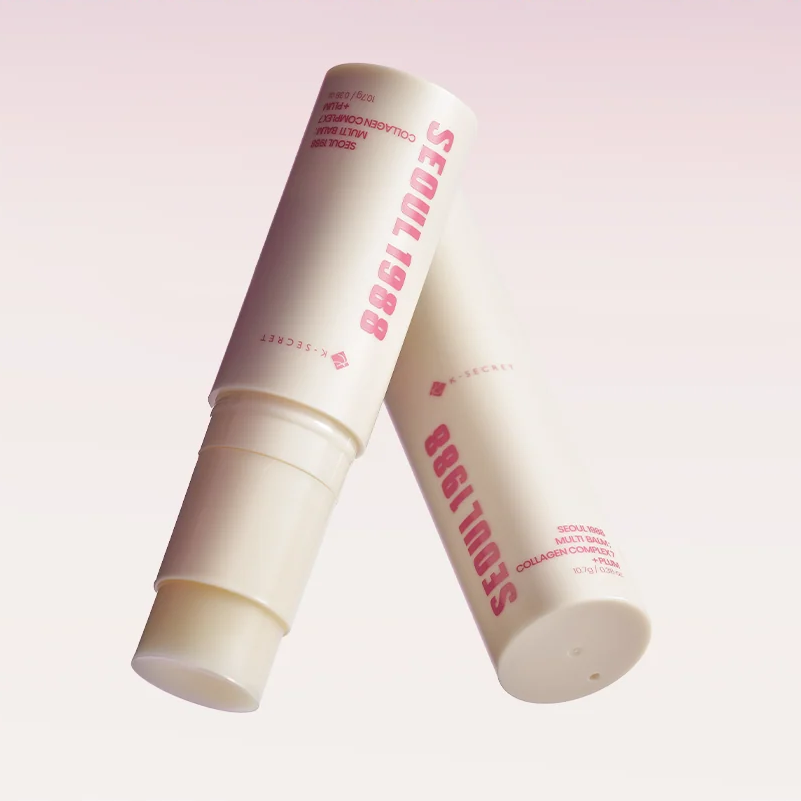 SEOUL 1988 Multi Balm Collagen Complex 7+ Plum 10.7g, baume à lèvres, flacon rose sur fond clair, marque SEOUL 1988