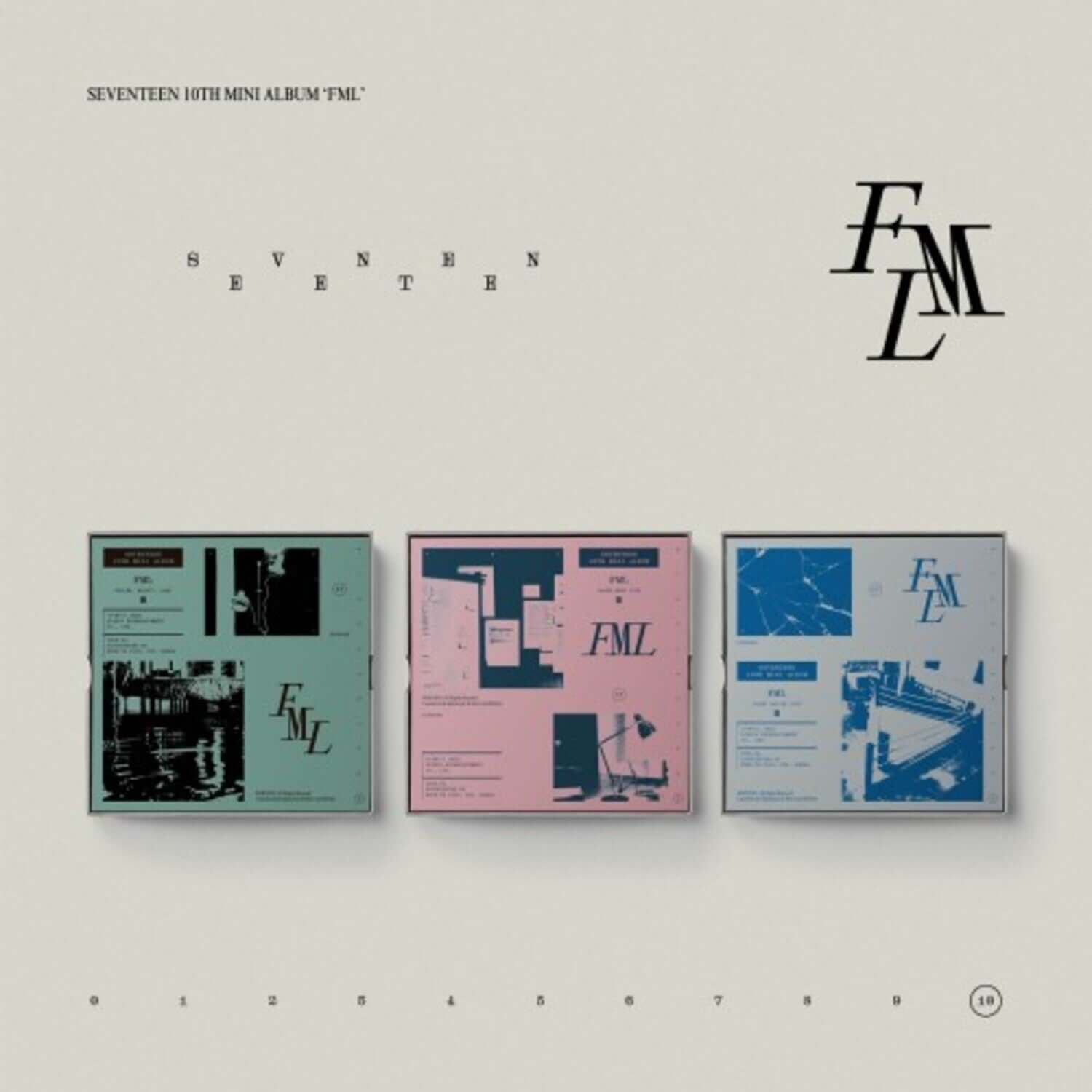 SEVENTEEN - 10th Mini Album [FML] (Set of 3) - Album Kpop : coffret 3 versions, visuel FML sur fond clair.