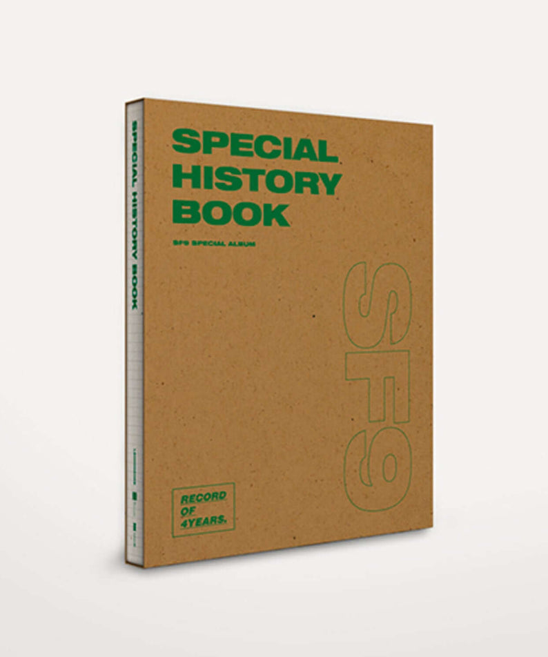 SF9 - [SPECIAL HISTORY BOOK] - Album Kpop, couverture kraft “SPECIAL HISTORY BOOK” de SF9, visuel studio.