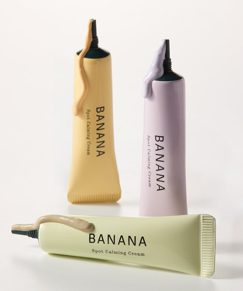 Crème apaisante pour taches SHAISHAISHAI Banana Spot Calming Cream 15g en tubes colorés.