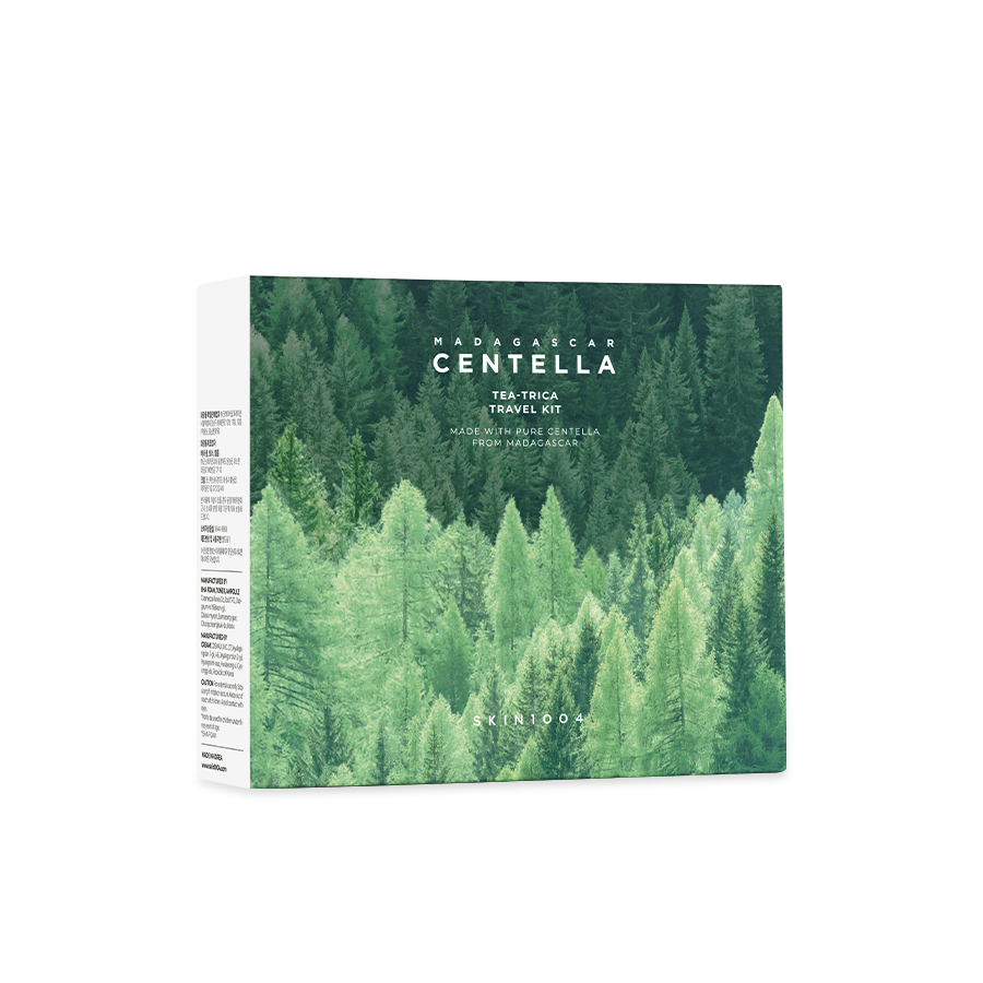 SKIN1004 Madagascar Centella Teatrica Travel Kit de la marque SKIN1004, boîte au décor forestier vert