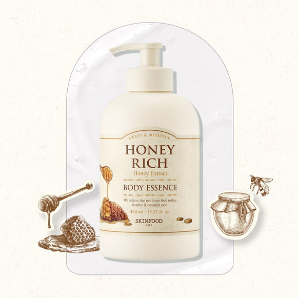 SKINFOOD Honey Rich Body Essence 450ml disponible sur Ma petite Coree, ton Eshop 100% K-beauty en direct de Seoul