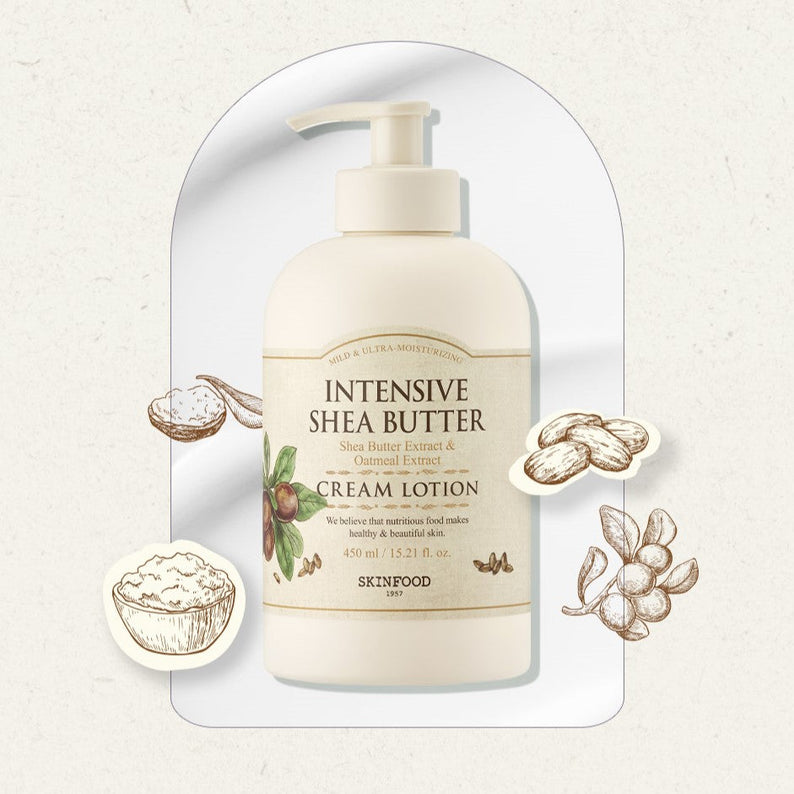 SKINFOOD Intensive Shea Butter Cream Lotion 450ml disponible sur Ma petite Coree, ton Eshop 100% K-beauty en direct de Seoul