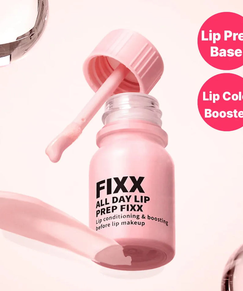 SO NATURAL All Day Lip Prep Fixer 10ml, flacon rose et applicateur, contexte maquillage lèvres, produit SO NATURAL