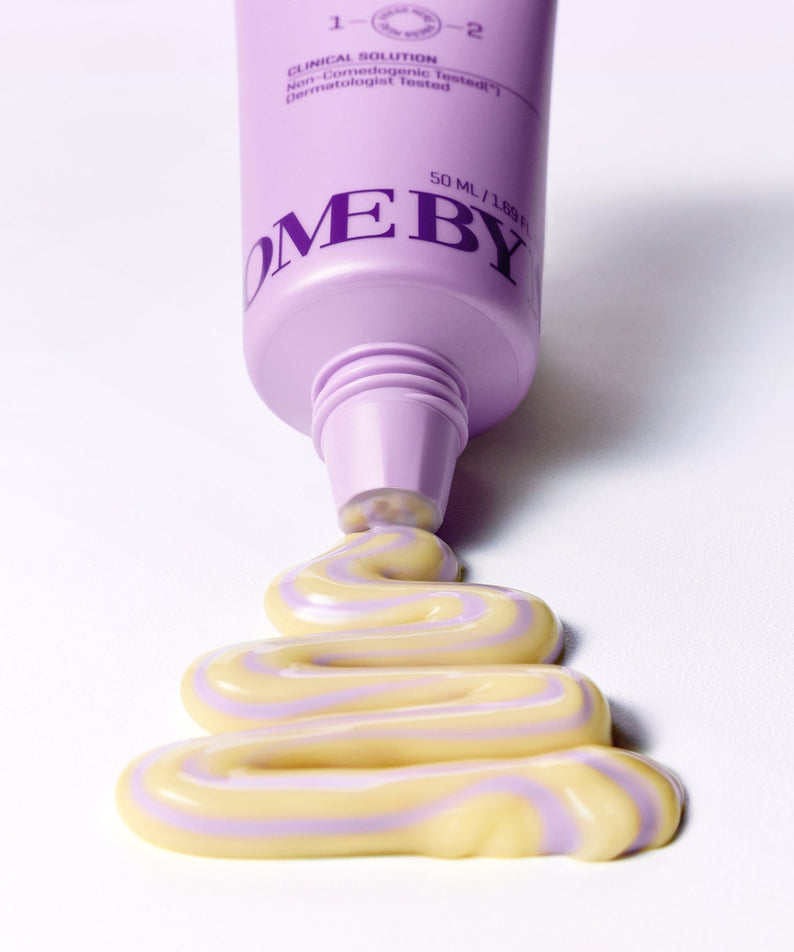 SOME BY MI Retinol Bakuchiol Dual Cream 50ml, flacon violet et texture crème dorée sur fond blanc, contexte visuel beauté
