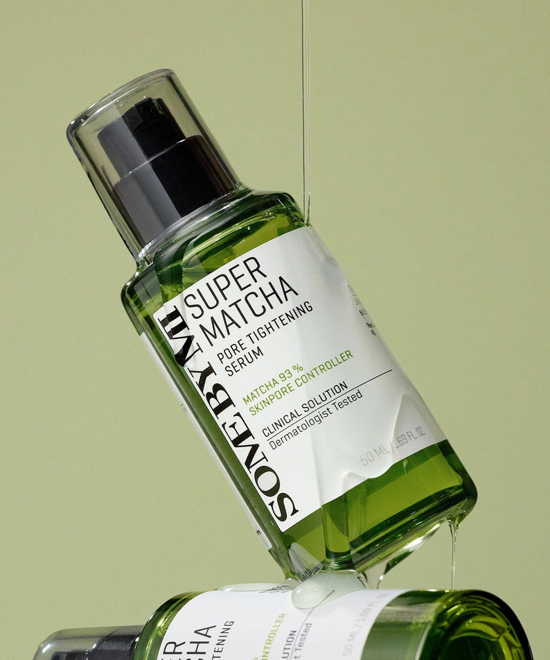 SOME BY MI Super Matcha Pore Tightening Serum 50ml en flacon vert, soin visage réducteur de pores.