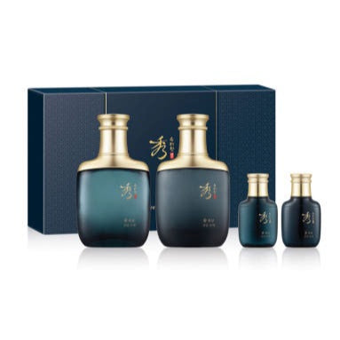 SOORYEHAN Beautiful Geonyang 2 Type Plan : coffret de flacons en verre bleu, marque SOORYEHAN, fond blanc.