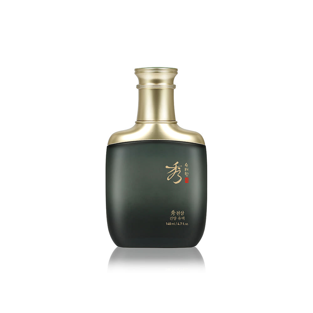 SOORYEHAN Cheosam Geonyang Yuyeok 140ml, flacon noir et or sur fond blanc, produit cosmétique de la marque