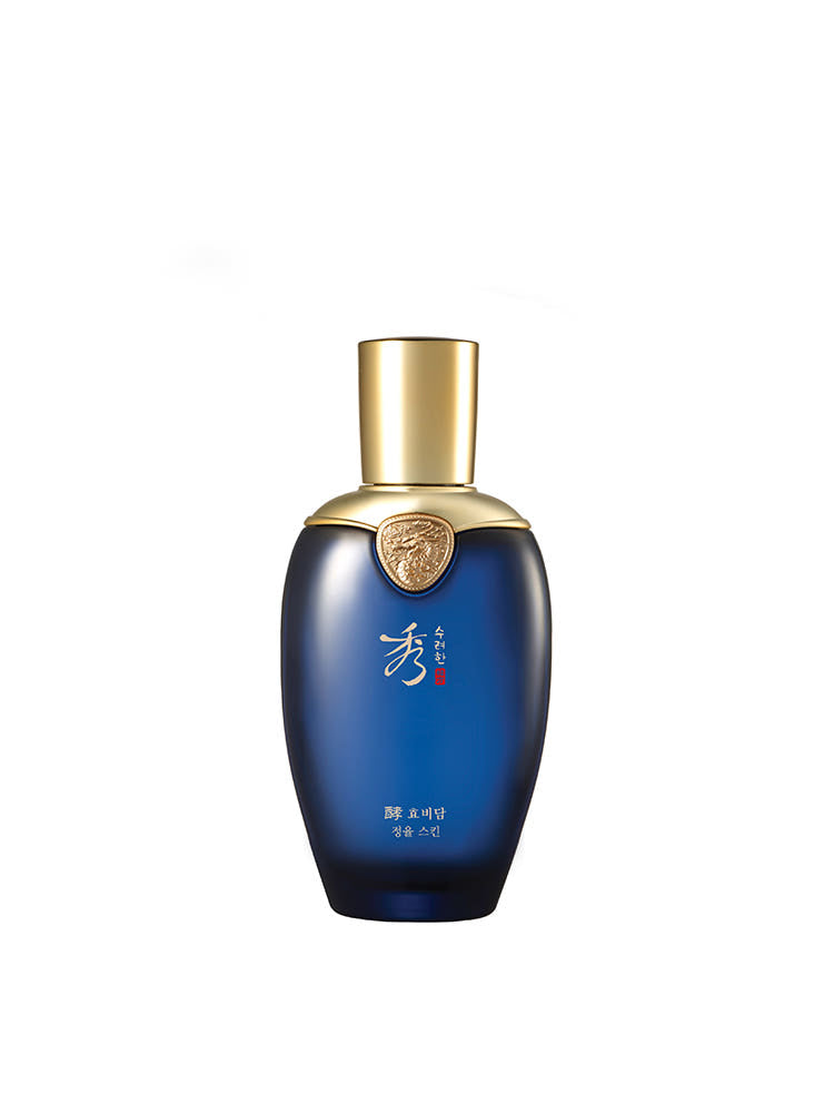 SOORYEHAN Hyobidam Jeongyul Skin 150ml, flacon bleu et or sur fond blanc, produit de la marque SOORYEHAN