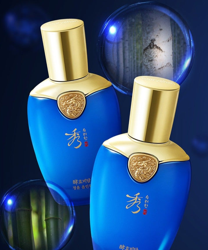 Parfum SOORYEHAN Hyobidam Jeongyul All-in-One 100ml avec design élégant et bulle d'ambiance bleue, soin luxueux coréen.