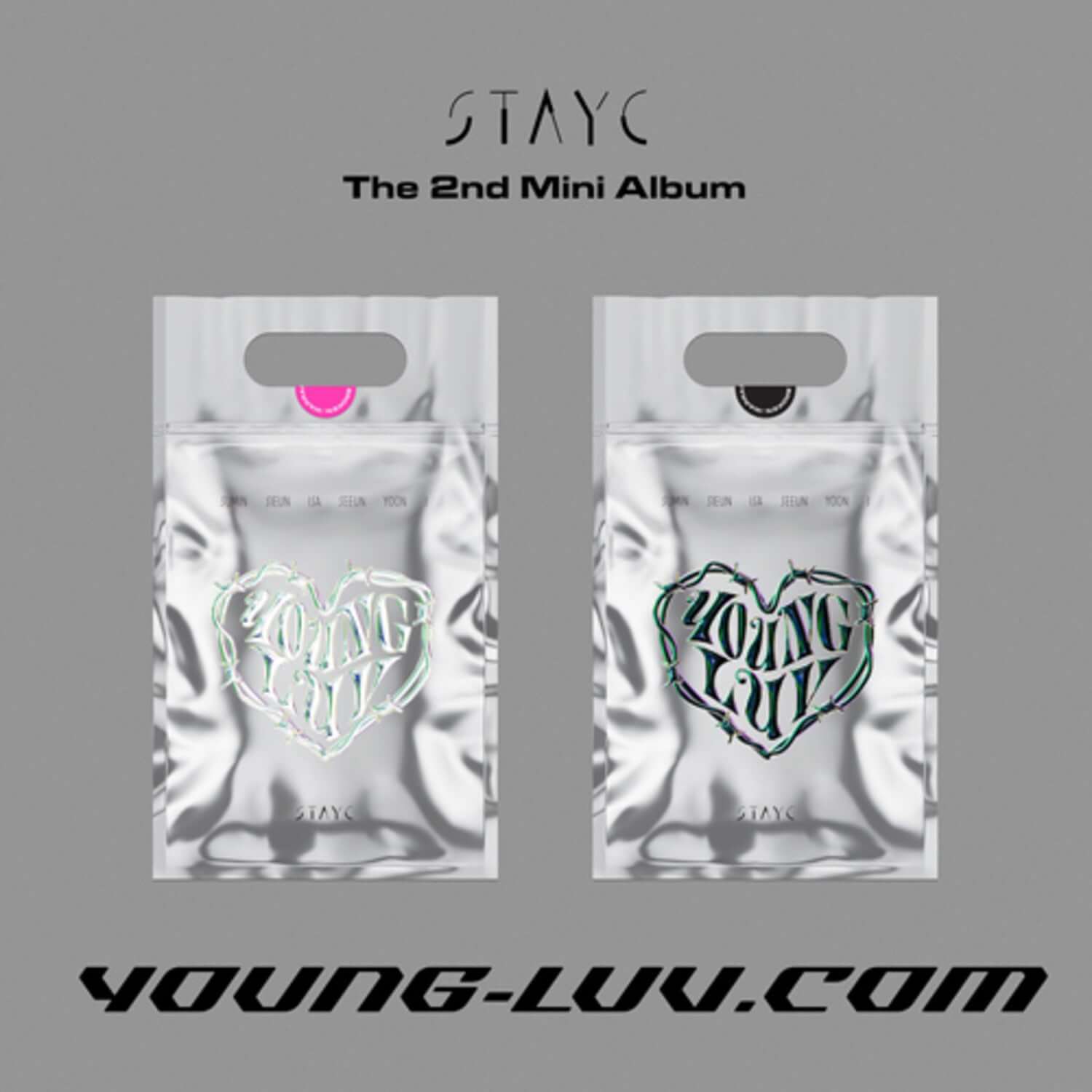STAYC - 2nd Album [YOUNG-LUV.COM] (Random) - Album Kpop, pochette YOUNG-LUV.com, visuel packs métallisés noir et rose