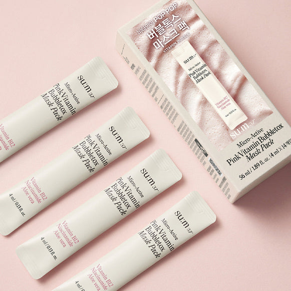 SU:M37 Microactive Pink Vitamin Bubble Tox Mask 4ml (14 sheet ) disponible sur Ma petite Coree, ton Eshop 100% K-beauty en direct de Seoul