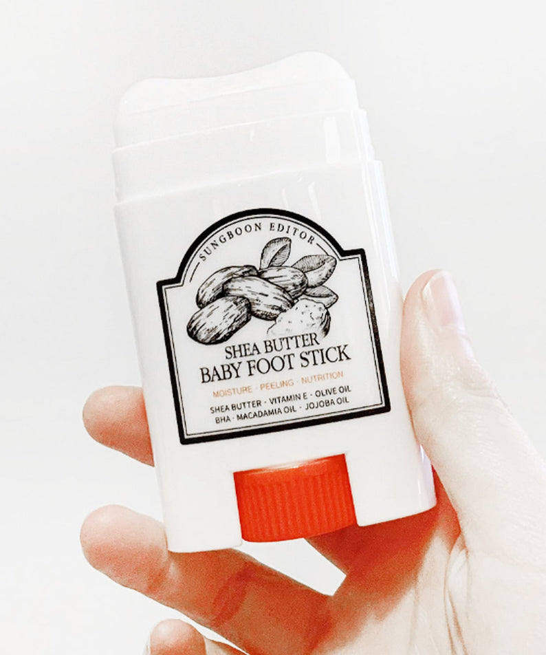 SUNGBOON EDITOR Shea Butter Baby Foot Stick, soin hydratant pour les pieds, bâton de beurre de karité pour bébé pieds doux.