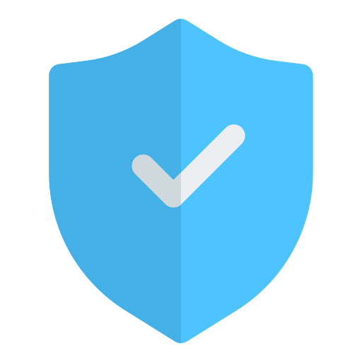 Shipping Protection : icône bouclier bleu avec coche, protection commande contre dommages, pertes ou vols pendant l’expédition.