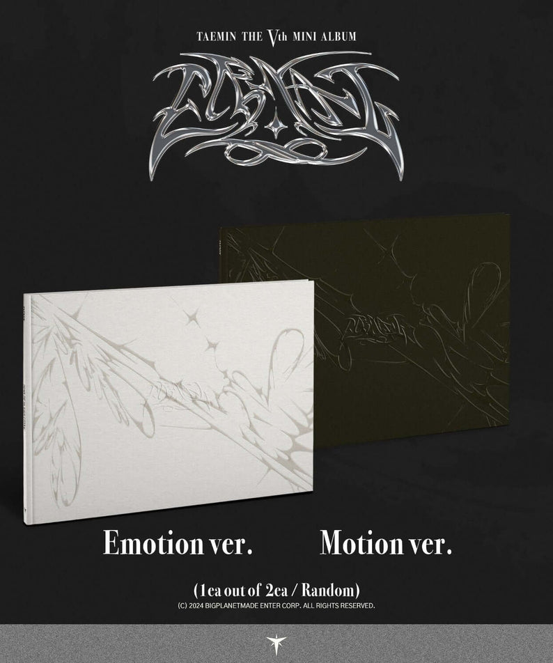 TAEMIN - 5th Album ETERNAL [Emotion ver. / Motion ver.] (Random) - Album Kpop, jaquette Emotion et Motion sur fond noir