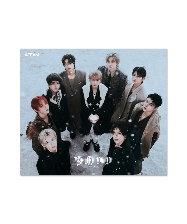 &TEAM - 2nd ALBUM [Yukiakari] STANDARD EDITION - Album Kpop : photo du groupe &TEAM sur couverture, ambiance hivernale