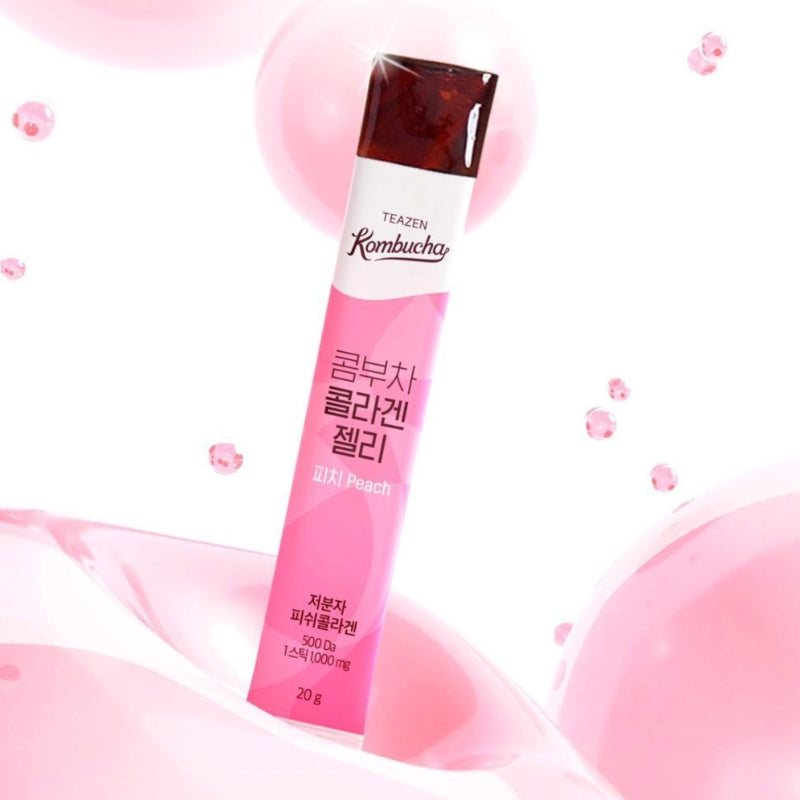 TEAZEN Kombucha Collagen Jelly Peach 14 Sticks