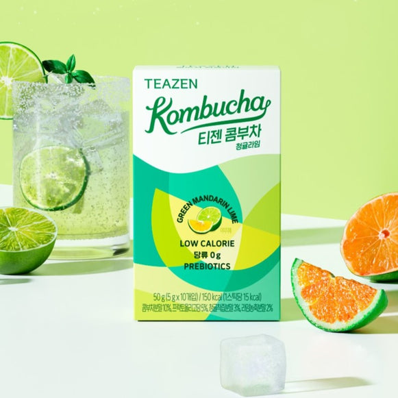 TEAZEN Kombucha Green Mandarine Lime 10 Sticks en stock sur Ma Petite Corée