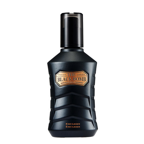 THE FACE SHOP The Black Balm Lotion 130ml, flacon noir sur fond blanc, emballage Black Bomb, photo produit.