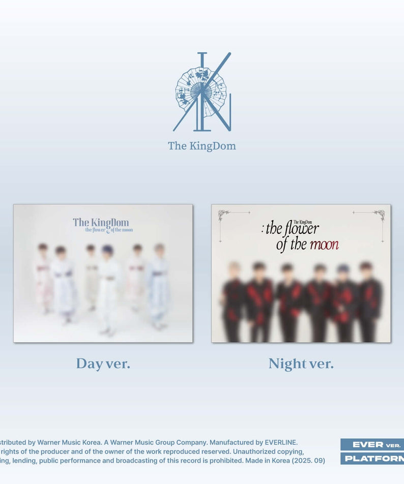 THE KINGDOM - [The KingDom : the flower of the moon] (Day ver.) Album Kpop, visuel avec Day ver. sur fond bleu clair