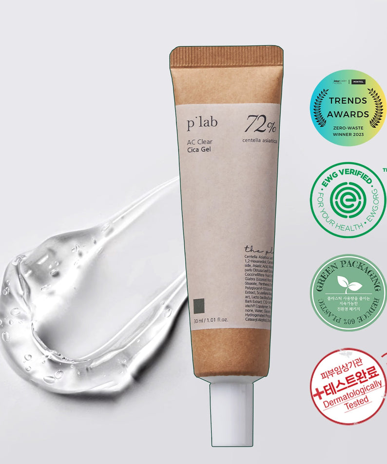 THE PLANT BASE Ac Clear Cica Gel 30ml : tube crème sur fond blanc, gel cica, marque THE PLANT BASE, visuel produit