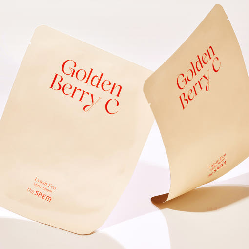 THE SAEM Urban Eco Golden Berry C Mask Sheets 10 Sheets, sachets Golden Berry C de la marque, sur fond clair