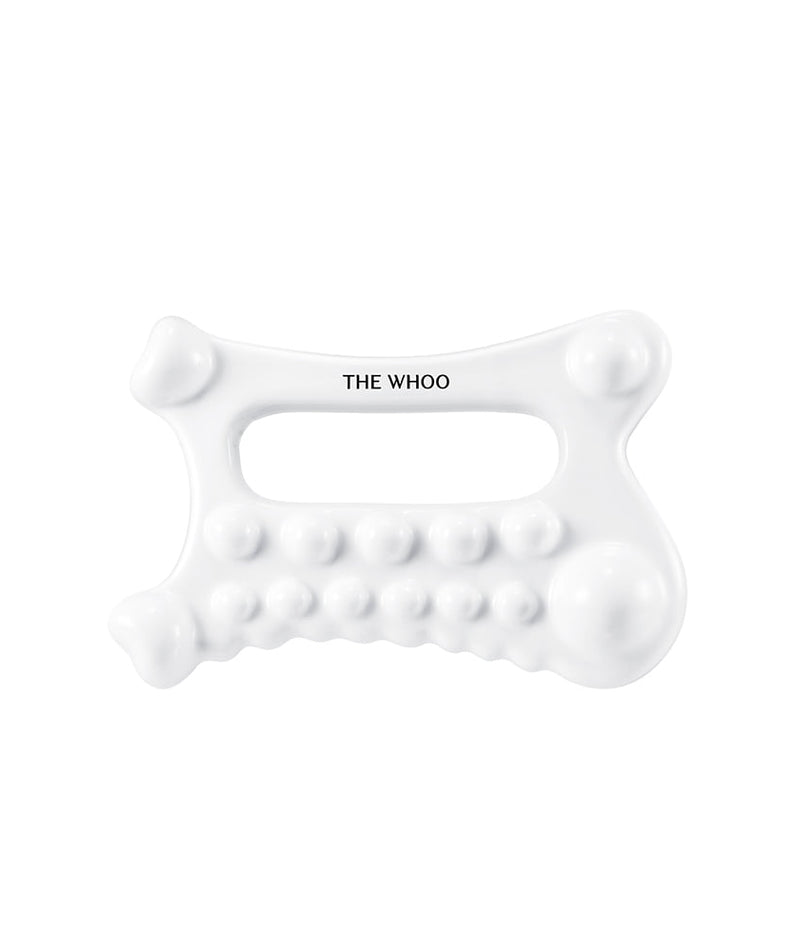 THE WHOO Gong Jin Hyang Firming Neck and Face Protein Repair Mask 100ml, outil de massage blanc. Soins raffermissants visage et cou.