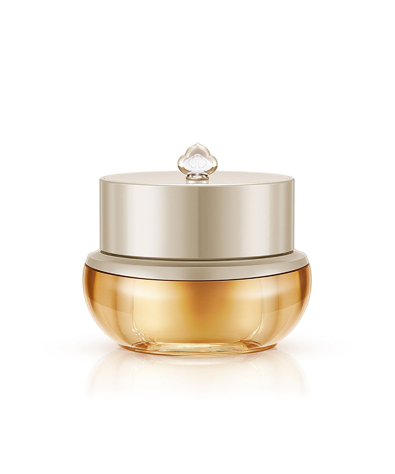 THE WHOO Gongjinhyang Elastic Eye Cream 20ml en pot doré élégant sur fond blanc.