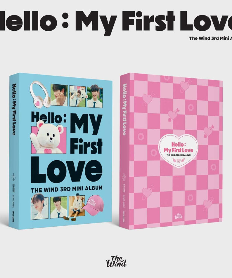 THE WIND - 3rd Album [Hello : My First Love] (BOX ver.) - Album Kpop, visuel boîte Hello: My First Love rose/bleu.
