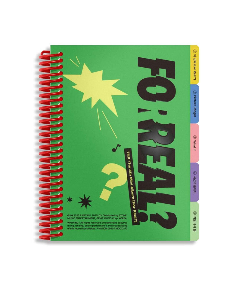 TNX - 4th Album [For Real?] - Album Kpop : jaquette verte sur fond blanc, marque TNX, photo produit