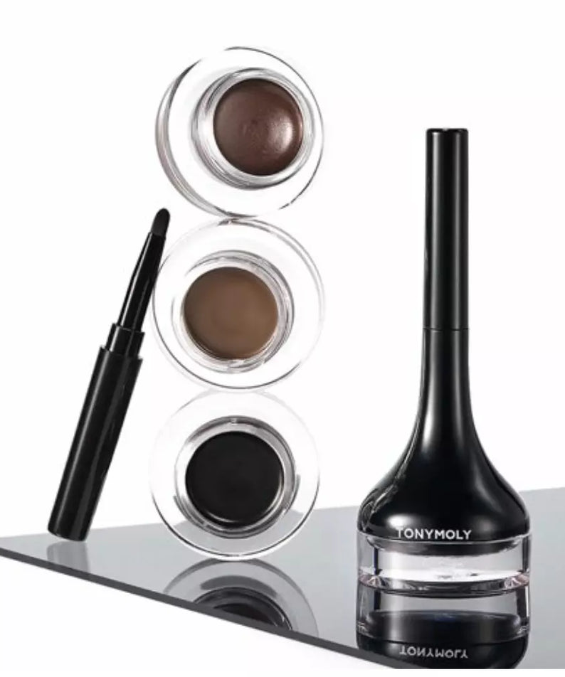 TONY MOLY Back Gel Eyeliner Z - eyeliner gel longue tenue et applicateur inclus, idéal pour maquillage précis.
