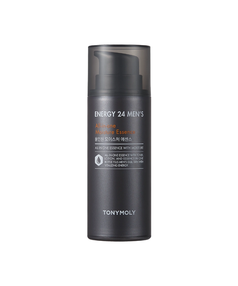 TONYMOLY Energy 24 Men's All-in-One Moisture 120ml : flacon noir sur fond sombre, produit visage homme de la marque