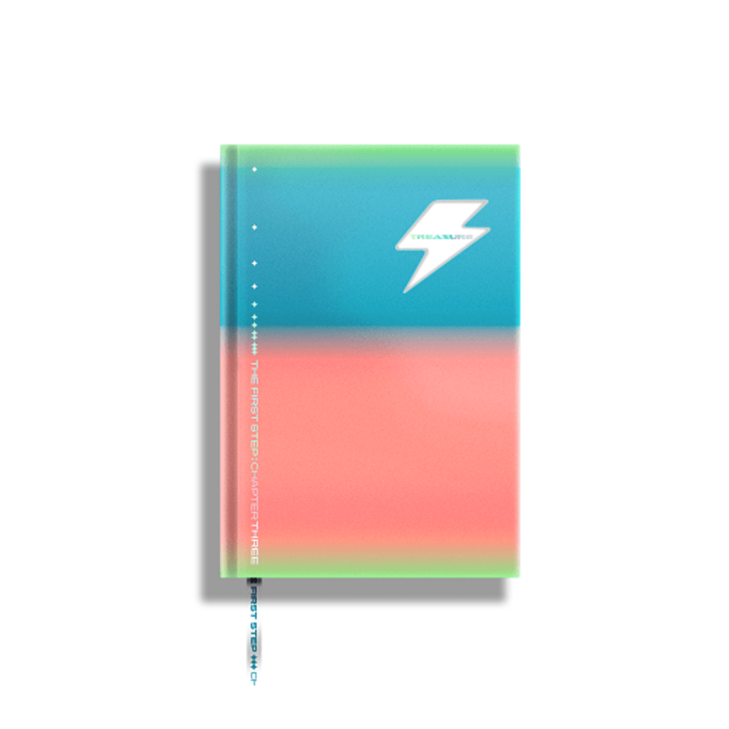 TREASURE - 3rd Single Album [THE FIRST STEP : CHAPTER THREE] WHITE ver. - Album Kpop, pochette bleue et rose, style moderne.