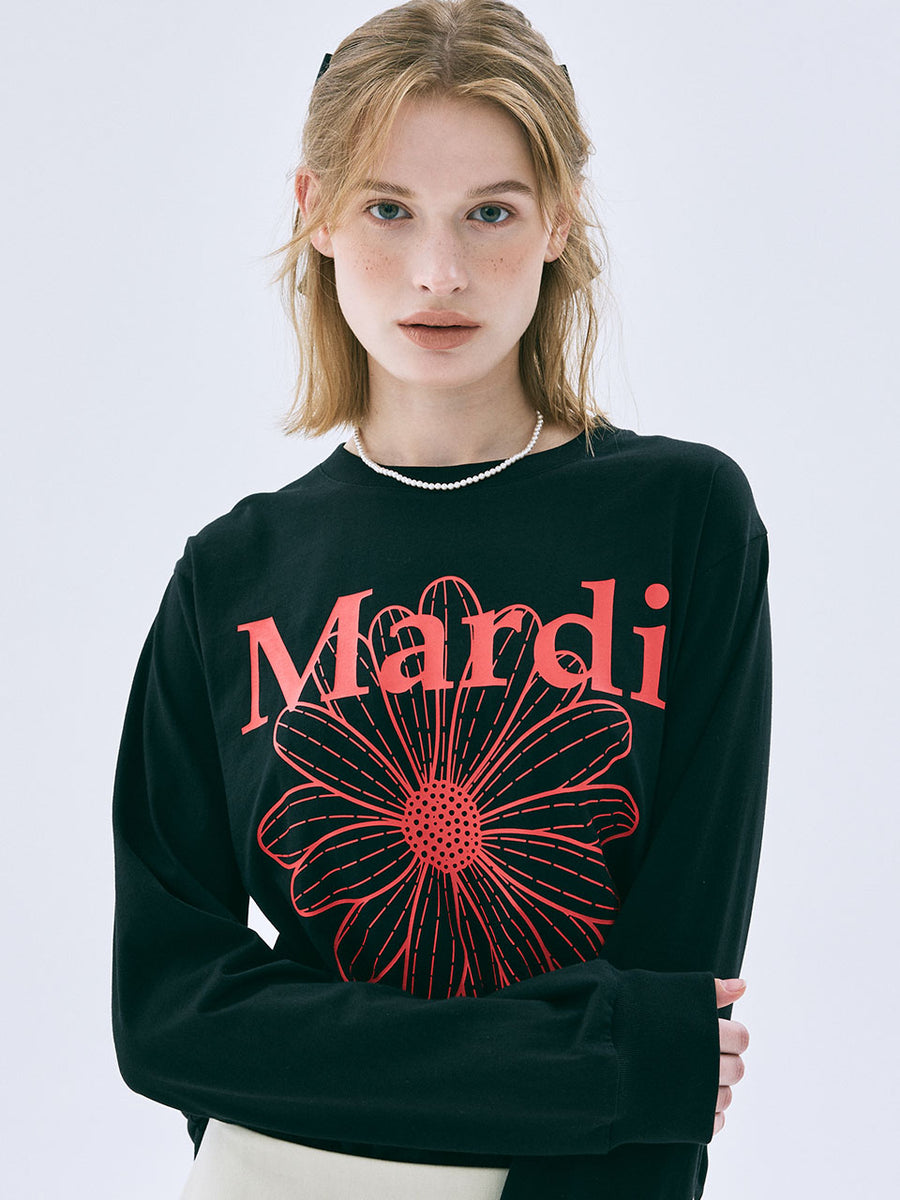 TSHIRT LONG SLEEVE FLOWERMARDI_BLACK RED